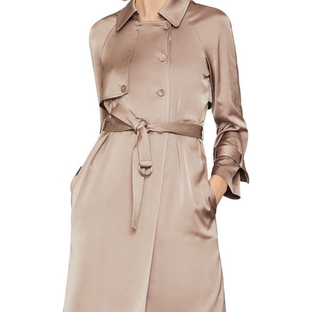 BCBGMaxAzria Satin Trench Coat Jacket Size XS